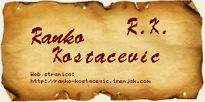 Ranko Kostačević vizit kartica